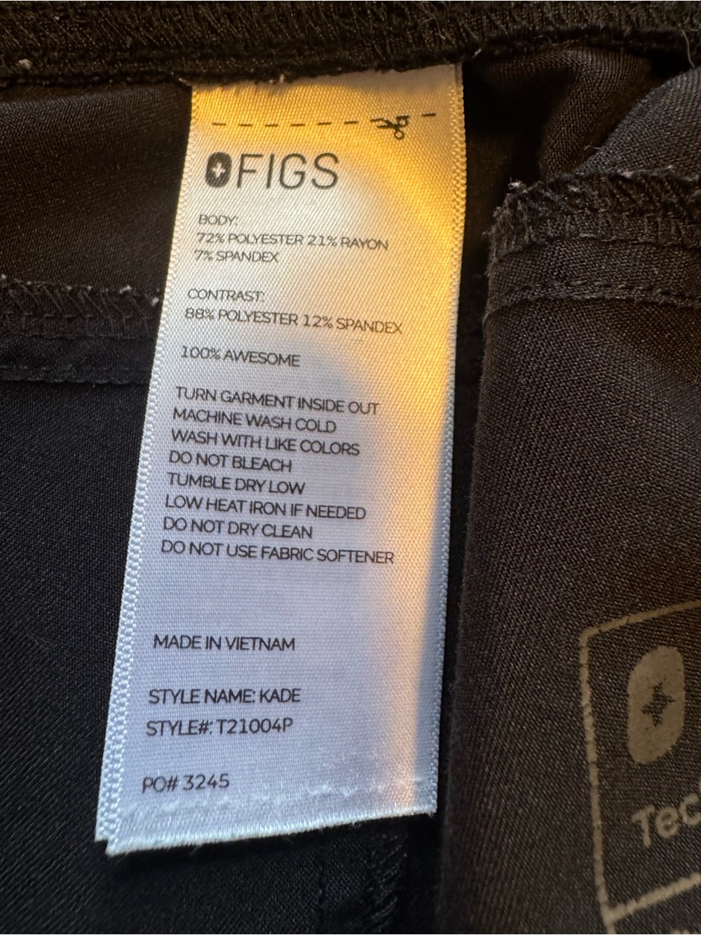 Figs Black Kade Straight-Leg Scrub Pants with Gray Drawstring Petite - Picture 7 of 7